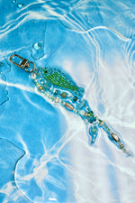 blue/green beaded fish bag charm
